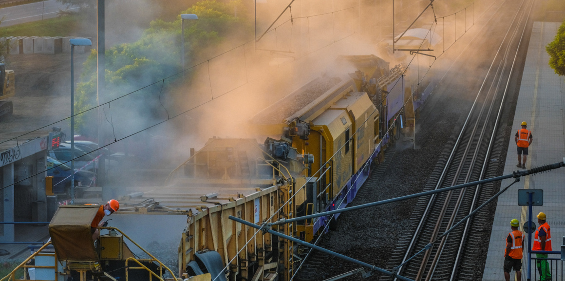 Odtěžení štěrkového lože v traťovém úseku Kuřim – Brno Královo Pole