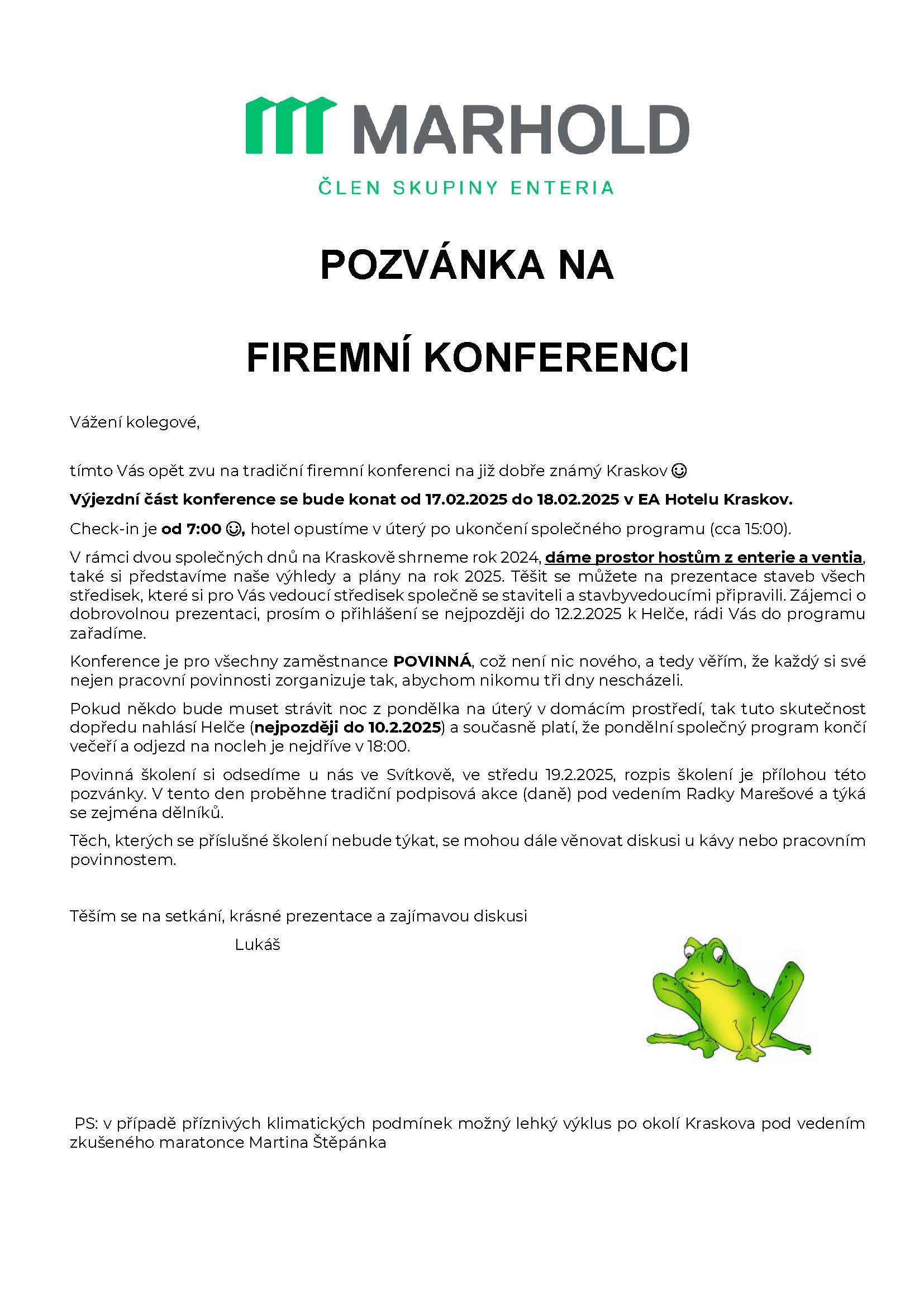 Pozvánka na konferenci MARHOLD - Kraskov 2025