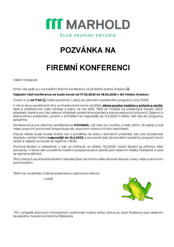 Pozvánka na konferenci MARHOLD - Kraskov 2025